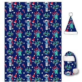 Disney Lilo és Stitch Holiday karácsonyi takaró és mikulássapka