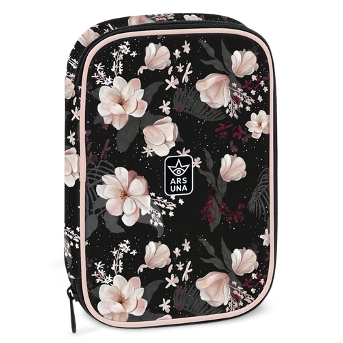 Ars Una Flowery Black többszintes tolltartó