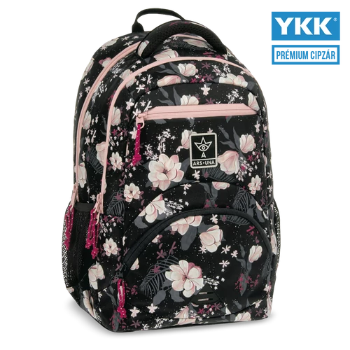 Ars Una Flowery Black ergonomikus hátizsák