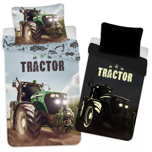 Traktor - Sötétben világító ovis ágyneműhuzat garnitúra 100x135