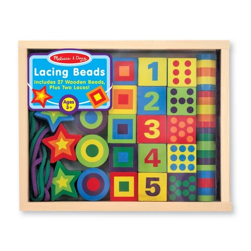 Melissa & Doug 13775  FA KÉSZSÉGFEJLESZTŐ JÁTÉK FŰZŐS GYÖNGYÖK DOBOZBAN