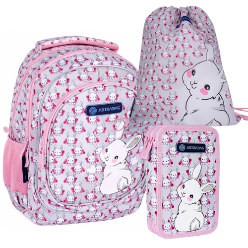 Astra Sweet Bunny - nyuszis iskolatáska szett tornazsákkal, tolltartóval