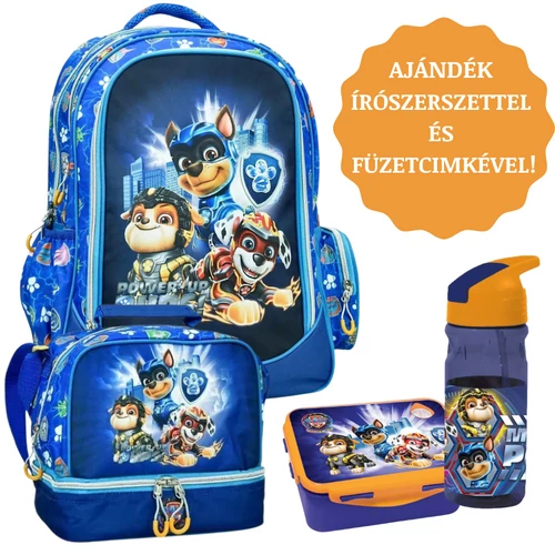 Paw Patrol Mancs Őrjárat Power Up iskolatáska szett - ajándék írószerszettel és füzetcímkével