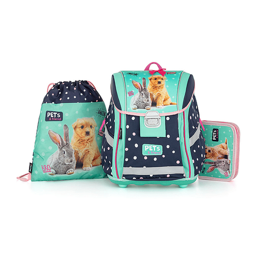 OXYBAG Pets and Friends - kutyás-nyuszis iskolatáska szett 