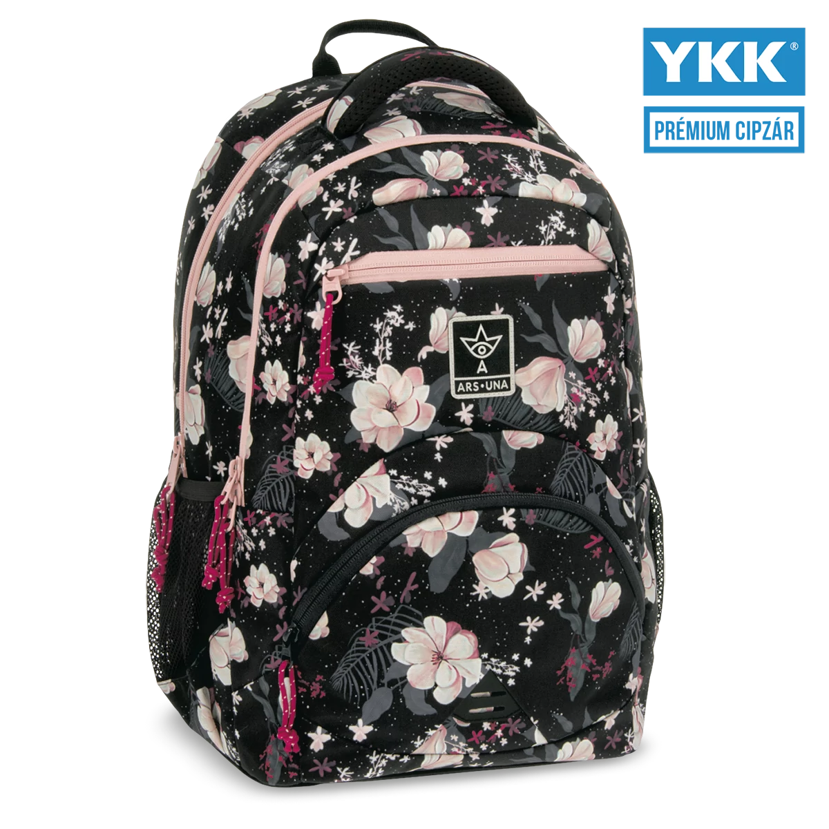 Ars Una Flowery Black ergonomikus hátizsák