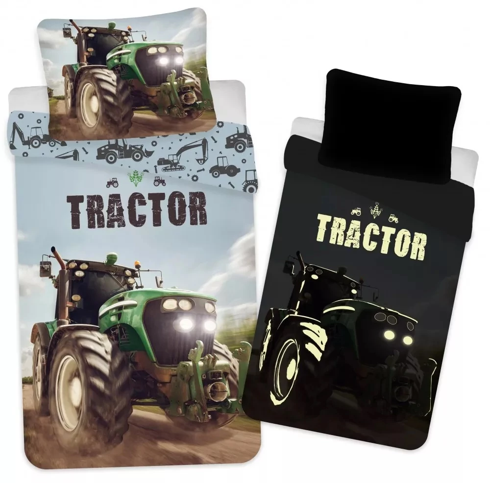 Traktor - Sötétben világító ovis ágyneműhuzat garnitúra 100x135