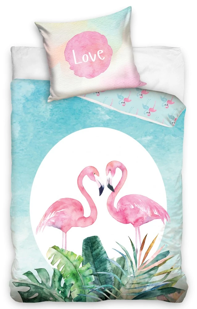 Flamingós gyermek ágyneműhuzat garnitúra 140x200