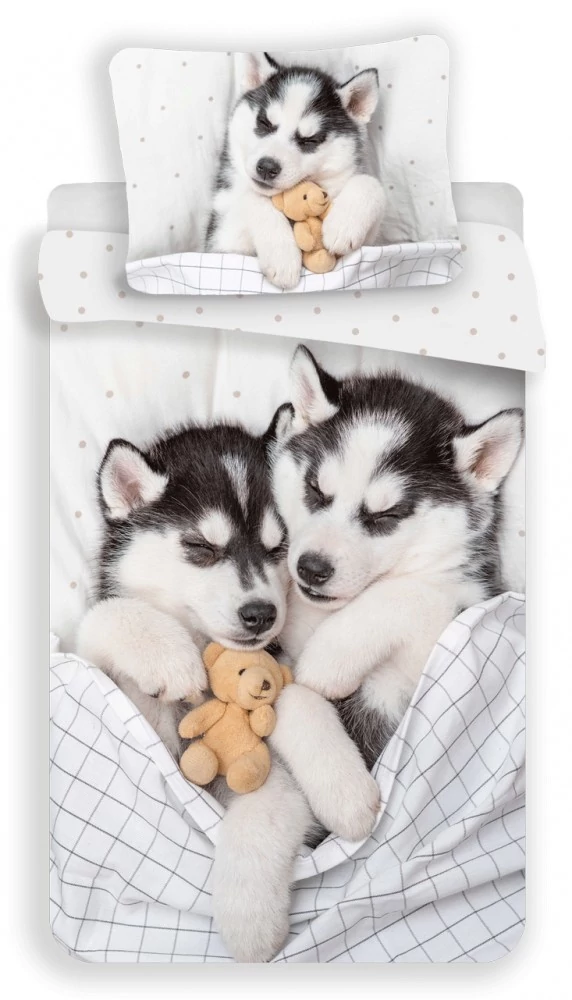Husky kutyás gyermek ágyneműhuzat garnitúra 140x200