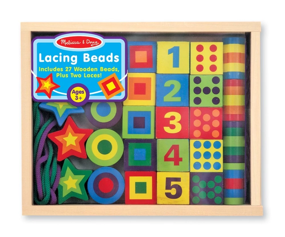 Melissa & Doug 13775  FA KÉSZSÉGFEJLESZTŐ JÁTÉK FŰZŐS GYÖNGYÖK DOBOZBAN