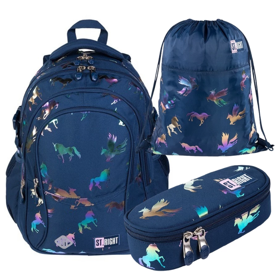 St. Right Holo Unicorn ergonomikus iskolatáska szett 