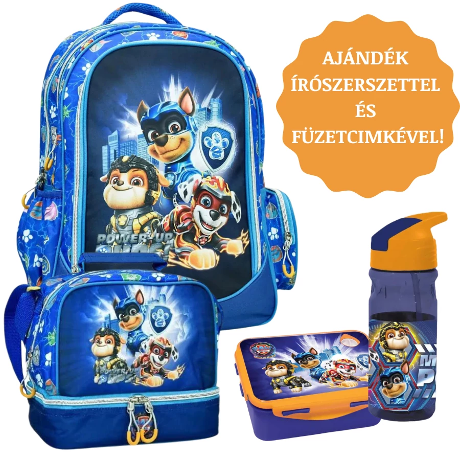 Paw Patrol Mancs Őrjárat Power Up iskolatáska szett - ajándék írószerszettel és füzetcímkével