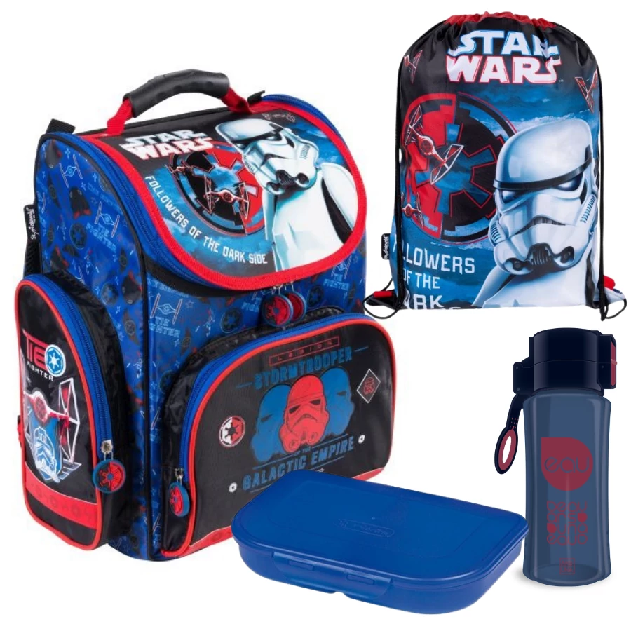 Star Wars Follovers iskolatáskaszett, tornazsákkal, uzsonnásdobozzal és kulaccsal